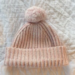 Pink J Crew Pom beanie